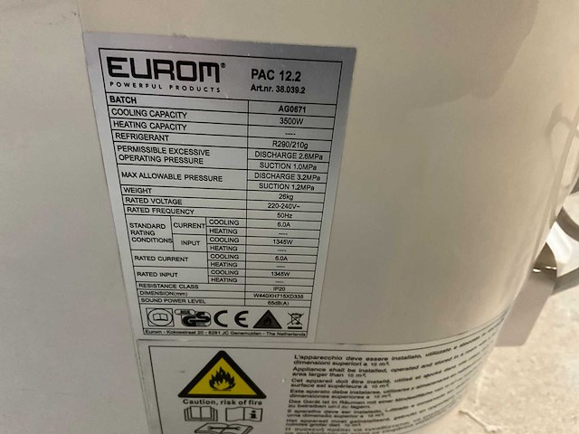 Eurom pac 12.2 mobiele airco - afbeelding 5 van  5