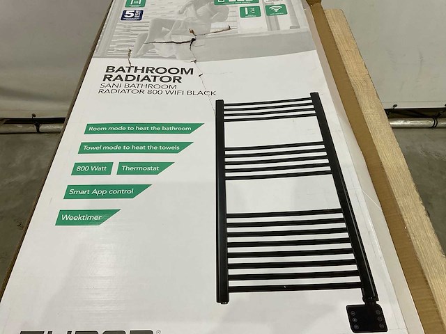 Eurom sani bathroom radiator 800 wifi black badkamer radiator - afbeelding 7 van  7