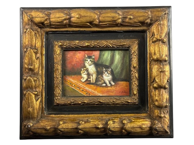 Europese school (1800-1850) - e bohm moederkat met kittens - afbeelding 1 van  6