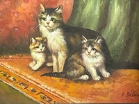 Europese school (1800-1850) - e bohm moederkat met kittens - afbeelding 2 van  6