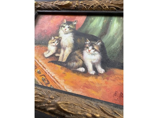 Europese school (1800-1850) - e bohm moederkat met kittens - afbeelding 5 van  6