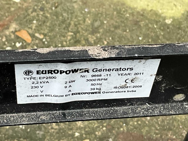 Europower - ep2500 - honda gx160 - stoomgenerator - 2011 - afbeelding 2 van  6