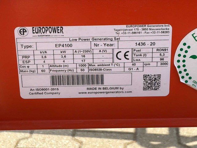 Europower ep4100 stroom aggregaat - afbeelding 8 van  8