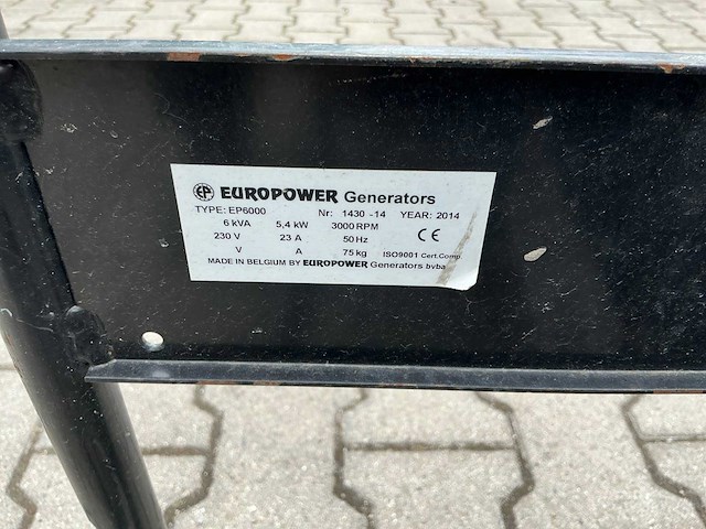 Europower ep6000 stroomgenerator - afbeelding 8 van  9