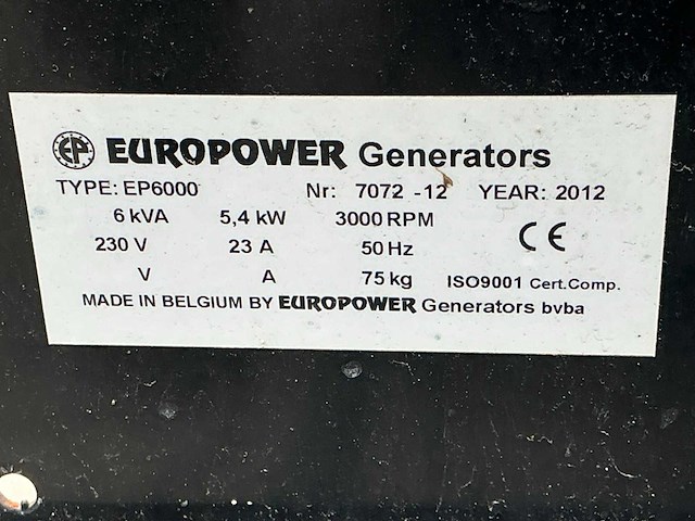 Europower ep6000 stroomgenerator - afbeelding 3 van  11