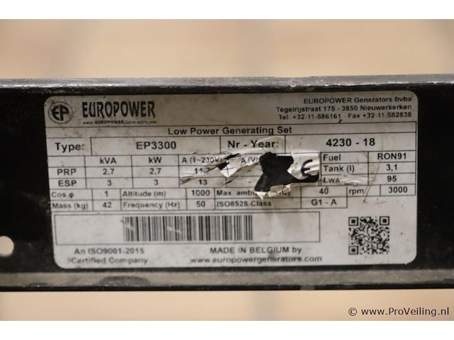 Europower stroomaggregaat ep3300 - afbeelding 9 van  11