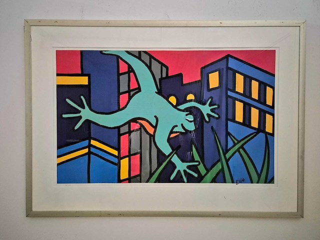 Eva - litho- 'new york 'frog' - 70 x 100 cm. - afbeelding 1 van  4