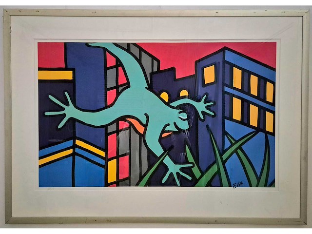 Eva - litho- 'new york 'frog' - 70 x 100 cm. - afbeelding 2 van  4