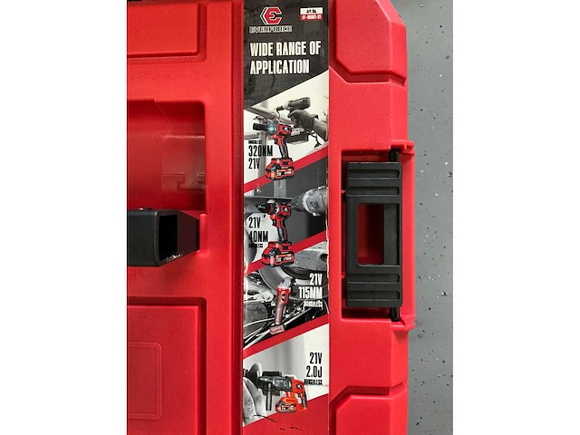 Everforce - 4-delig lithium accugereedschap in 2 koffers - klopboormachine - schroefmachine - haakse slijper - slagmoersleutel - 2 accu's - afbeelding 11 van  14