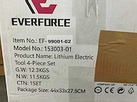 Everforce - 4-delig lithium accugereedschap in 2 koffers - klopboormachine - schroefmachine - haakse slijper - slagmoersleutel - 2 accu's - afbeelding 12 van  14