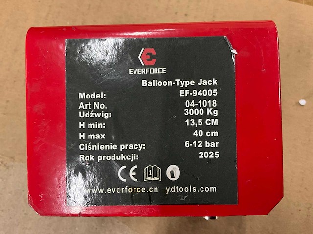 Everforce - ballonkrik 3 ton - pneumatische krik - 6-12bar - afbeelding 3 van  13