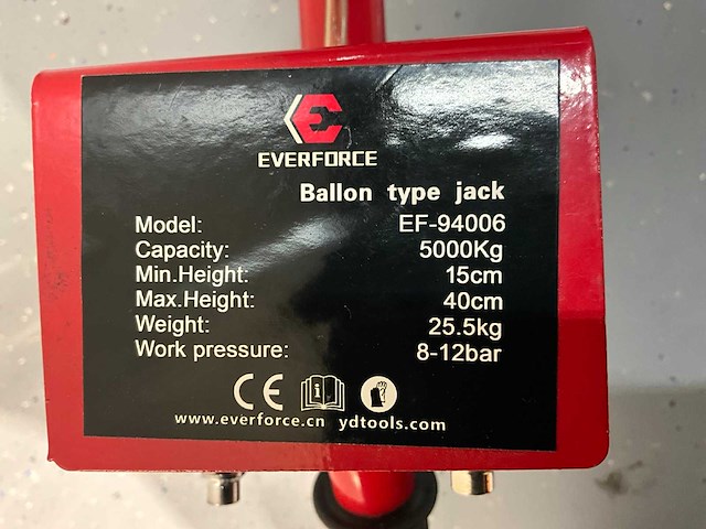 Everforce - ballonkrik 5 ton - pneumatische krik - 8-12bar - afbeelding 3 van  3
