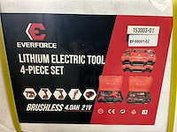 Everforce 4-delig lithium accugereedschap in 2 koffers - klopboormachine - schroefmachine - haakse slijper - slagmoersleutel - 2 accu's - afbeelding 5 van  14