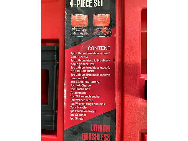 Everforce 4-delig lithium accugereedschap in 2 koffers - klopboormachine - schroefmachine - haakse slijper - slagmoersleutel - 2 accu's - afbeelding 3 van  14