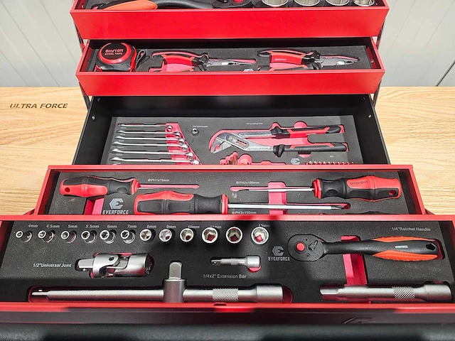 Everforce gereedschapskoffer incl 86 pcs gereedschap - afbeelding 7 van  12