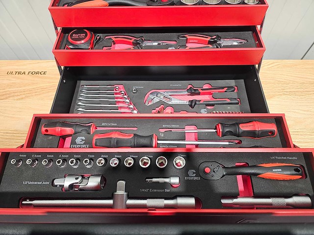 Everforce gereedschapskoffer incl 86 pcs gereedschap - afbeelding 5 van  9