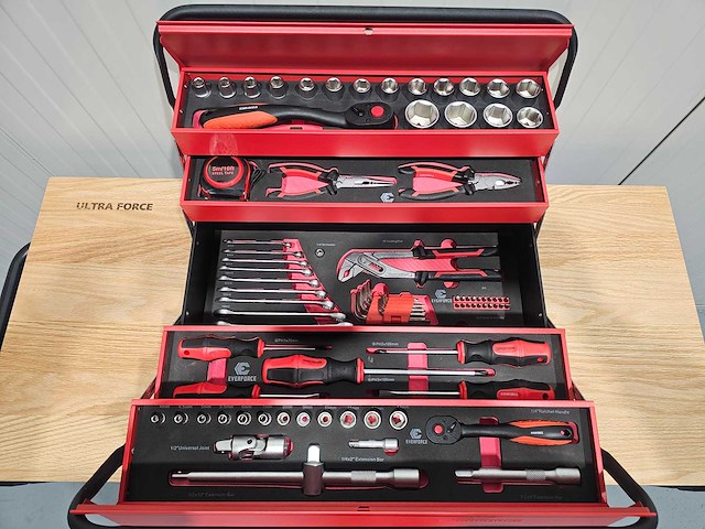 Everforce gereedschapskoffer incl 86 pcs gereedschap - afbeelding 1 van  12