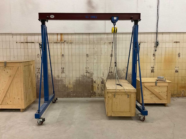 Everlift mt2-3 verplaatsbare portaalkraan - 1000 kg - compleet met loopkat en takel - afbeelding 3 van  11