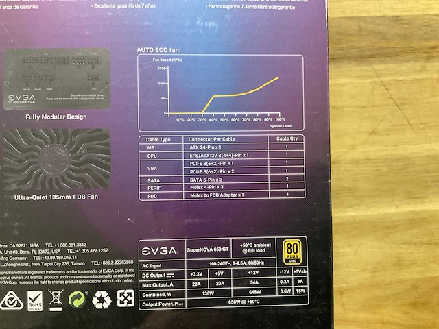 Evga 650gt power supply - afbeelding 3 van  3