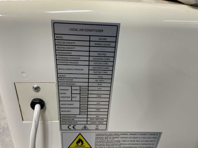 Evolar evo 09c mobiele airco - afbeelding 3 van  5