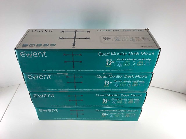Ewent (ew1514) quad monitor desk mount for four monitors up to 32 inch (new) (4x) - afbeelding 1 van  7