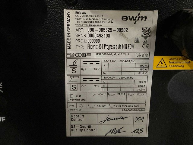 Ewm phoenix 351 progress puls mig lasapparaat - afbeelding 3 van  11