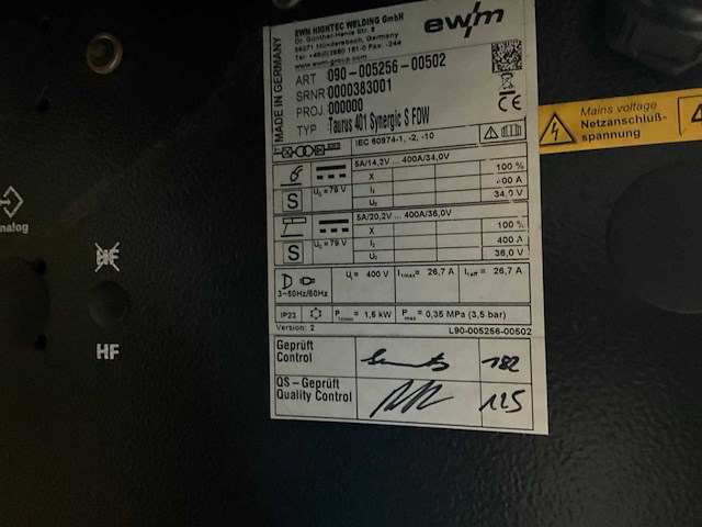Ewm taurus 401 synergic s fdw mig/mag lasapparaat - afbeelding 10 van  13