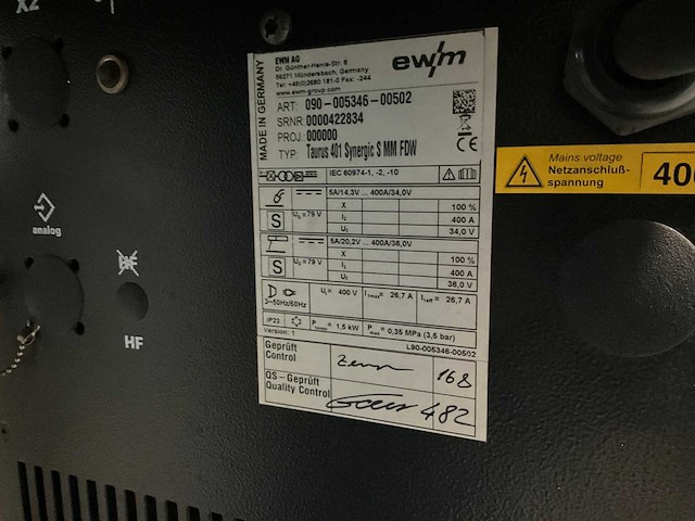 Ewm taurus 401 synergic s mm fdw mig/mag lasapparaat - afbeelding 9 van  11