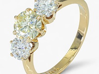 Exclusieve 14k geelgouden ring | natuurlijke diamanten | 1.80ct | (f–g, si1–vs2) | ( hrd gecertificeerd ), 3-stenen ring, 2025 - afbeelding 2 van  8