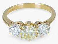 Exclusieve 14k geelgouden ring | natuurlijke diamanten | 1.80ct | (f–g, si1–vs2) | ( hrd gecertificeerd ), 3-stenen ring, 2025 - afbeelding 3 van  8