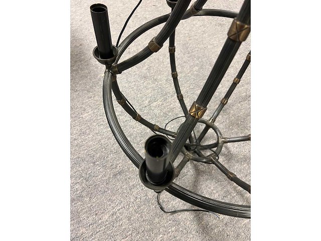 Exclusieve eichholtz original diameter 120 x 60 cm, kroonluchter modell bamboo zwart - afbeelding 4 van  6