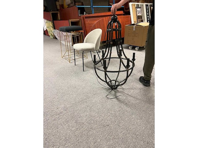 Exclusieve eichholtz original diameter 120 x 60 cm, kroonluchter modell bamboo zwart - afbeelding 6 van  6