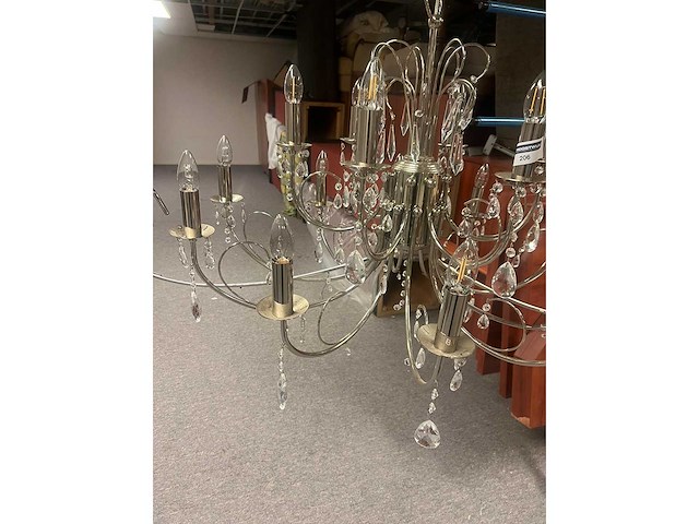 Exclusieve eichholtz original kroonluchter kleur zilver poliert met swarovski kristalle 140 x 140 cm - afbeelding 2 van  2