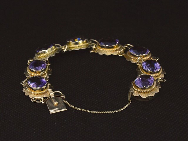 Exclusieve gouden armband met hoge kwaliteit natuurlijke amethisten - afbeelding 5 van  7