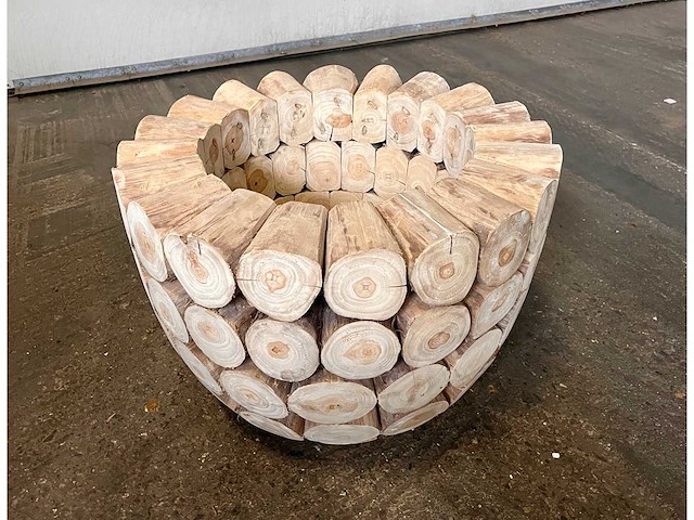 Exclusieve teak vaas/pot 60x45 cm. - afbeelding 1 van  2