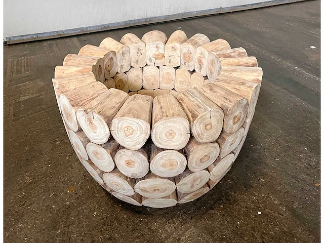 Exclusieve teak vaas/pot 60x45 cm. - afbeelding 2 van  2