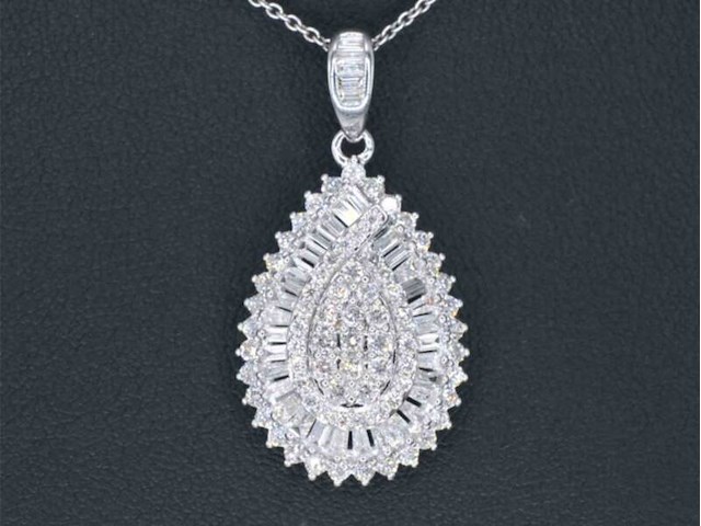 Exclusieve witgouden druppelvormige hanger met diamanten, excl. ketting - afbeelding 1 van  8