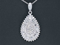 Exclusieve witgouden druppelvormige hanger met diamanten, excl. ketting