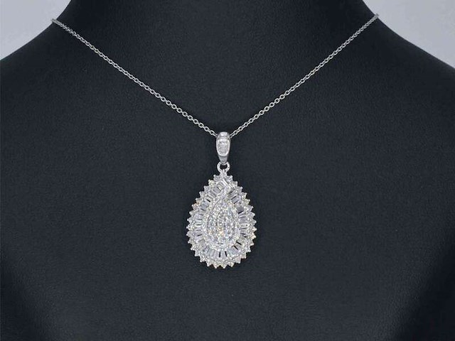 Exclusieve witgouden druppelvormige hanger met diamanten, excl. ketting - afbeelding 2 van  8
