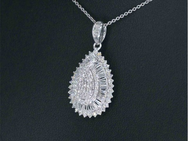 Exclusieve witgouden druppelvormige hanger met diamanten, excl. ketting - afbeelding 3 van  8