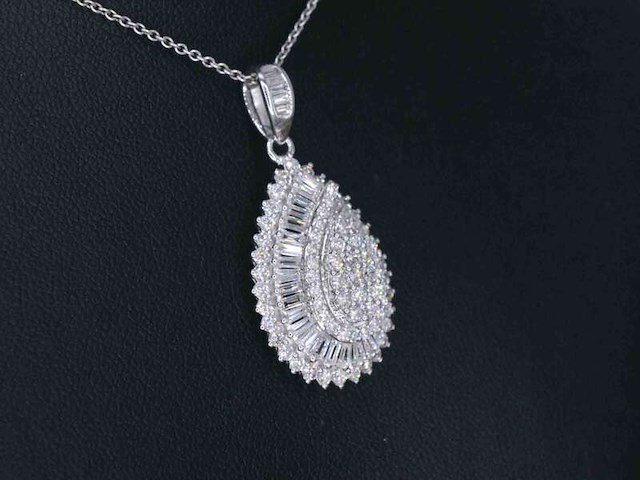 Exclusieve witgouden druppelvormige hanger met diamanten, excl. ketting - afbeelding 4 van  8