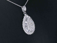 Exclusieve witgouden druppelvormige hanger met diamanten, excl. ketting - afbeelding 4 van  8
