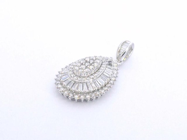 Exclusieve witgouden druppelvormige hanger met diamanten, excl. ketting - afbeelding 6 van  8