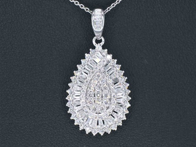 Exclusieve witgouden druppelvormige hanger met diamanten, excl. ketting - afbeelding 1 van  6