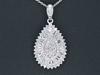 Exclusieve witgouden druppelvormige hanger met diamanten, excl. ketting - afbeelding 1 van  6
