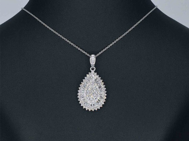 Exclusieve witgouden druppelvormige hanger met diamanten, excl. ketting - afbeelding 2 van  6