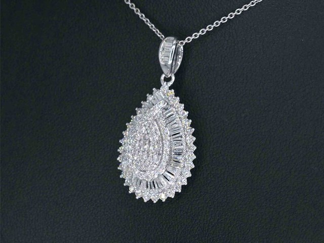 Exclusieve witgouden druppelvormige hanger met diamanten, excl. ketting - afbeelding 3 van  6