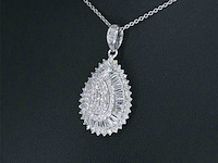 Exclusieve witgouden druppelvormige hanger met diamanten, excl. ketting - afbeelding 3 van  6