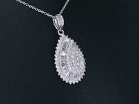 Exclusieve witgouden druppelvormige hanger met diamanten, excl. ketting - afbeelding 4 van  6