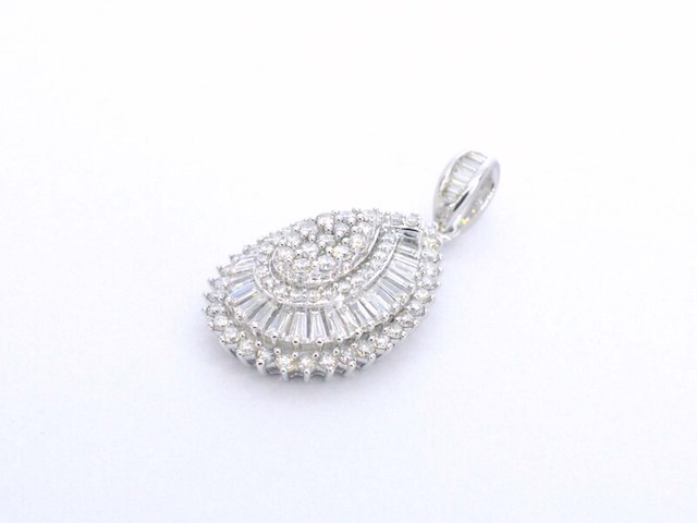Exclusieve witgouden druppelvormige hanger met diamanten, excl. ketting - afbeelding 6 van  6